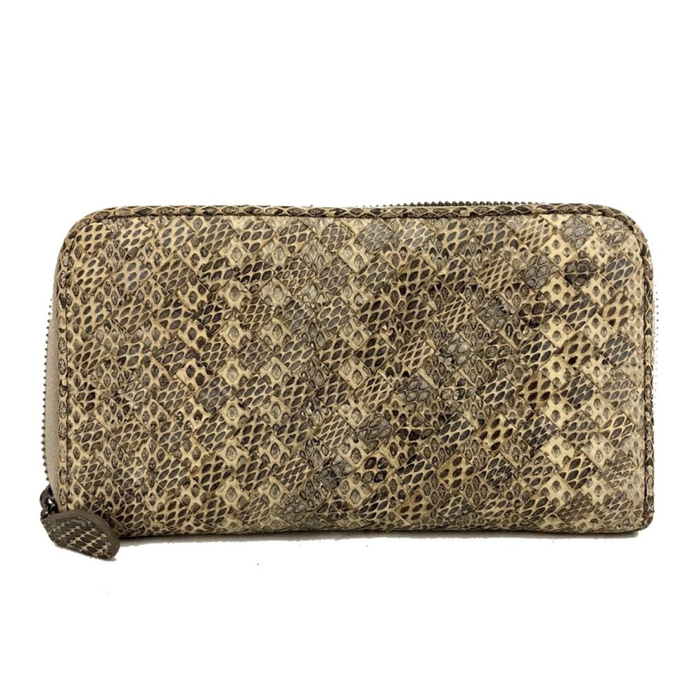 Bottega Veneta Snake Print Leather Wallet
